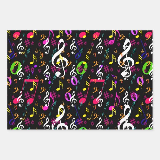 Muzieksymbolen Patroon Ontwerp Inpakpapier Vel (Voorkant)