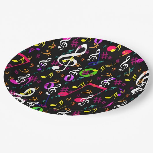 Muzieksymbolen Patroon Ontwerp Papieren Bordje (Gekanteld)