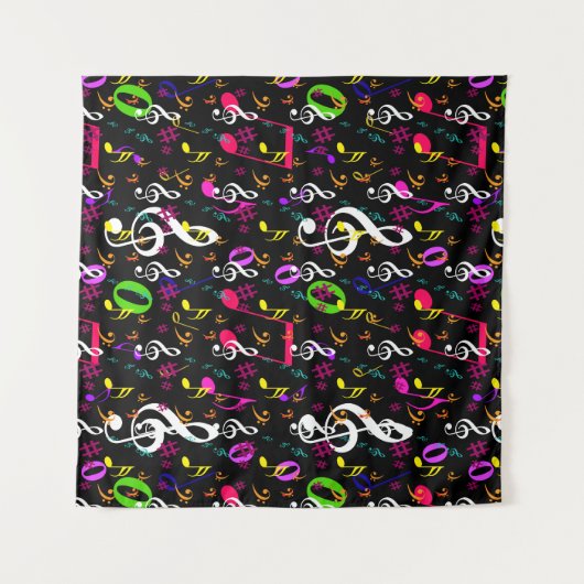 Muzieksymbolen Patroon Ontwerp Wandkleed (Voorkant (horizontaal))