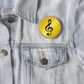 Muzieksymbool Clef Notes in Burlap Gold Black Ronde Button 5,7 Cm (In situ)