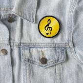 Muzieksymbool Clef Notes in Gold Black Ronde Button 5,7 Cm (In situ)