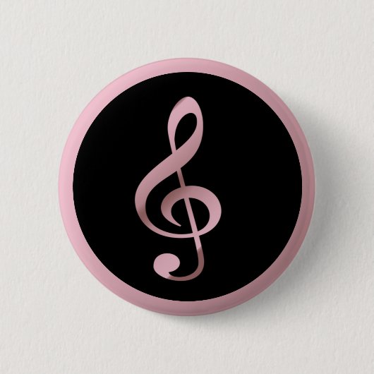 Muzieksymbool Clef Notes in Roos Gold Black Ronde Button 5,7 Cm (Voorkant)