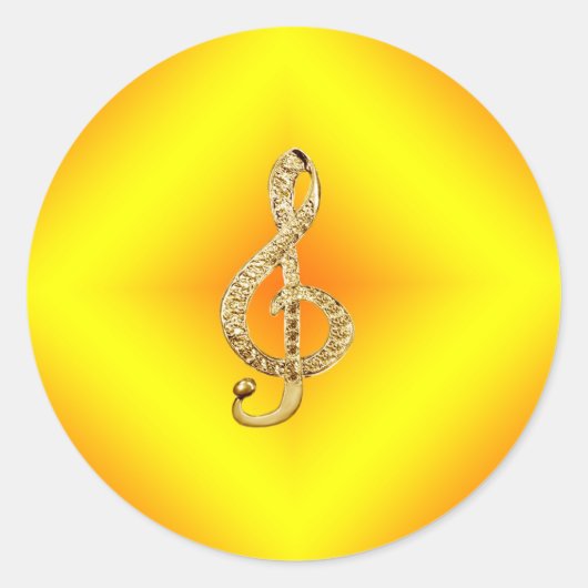 Muzieksymbool G-sleutel Ronde Sticker (Voorkant)