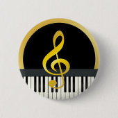 Muzieksymbool Piano Board Clef Notes Ronde Button 5,7 Cm (Voorkant)