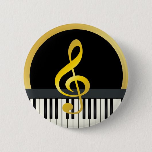 Muzieksymbool Piano Board Clef Notes Ronde Button 5,7 Cm (Voorkant)