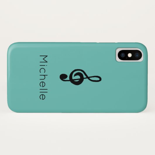 Muzieksymbool Treble Clef Blauwgroen Green Case-Mate iPhone Case (Achterkant (horizontaal))