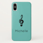 Muzieksymbool Treble Clef Blauwgroen Green Case-Mate iPhone Case (Achterkant)