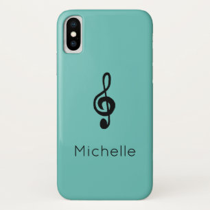 Muzieksymbool Treble Clef Blauwgroen Green Case-Mate iPhone Case