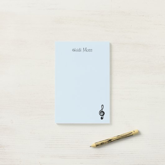Muzieksymbool Treble Clef Blue Post-it® Notes (Op bureau)