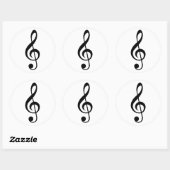 Muzieksymbool Treble Clef G-Clef Ronde Sticker (Vel)