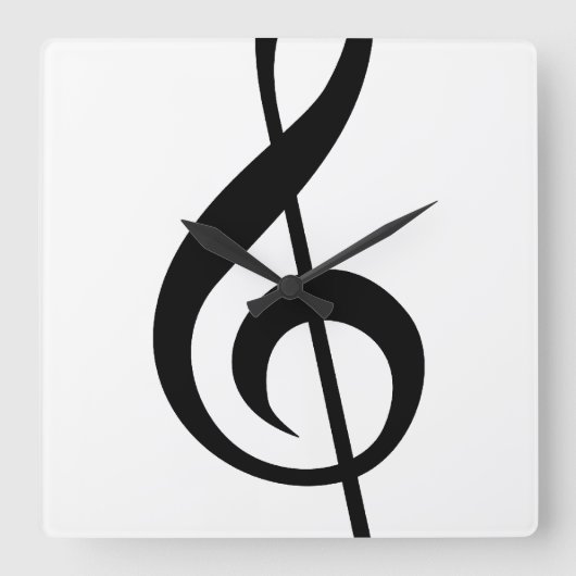 Muzieksymbool Treble Clef G-Clef Vierkante Klok (Voorkant)
