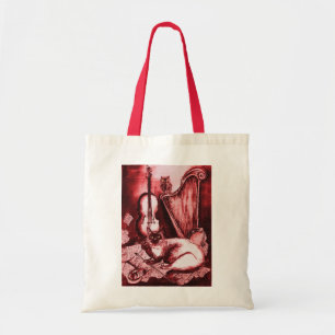 MUZIEKTE MET OWL, rood, wit Tote Bag