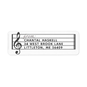 Muziekteam Treble Clef Musical Return Address Etiket