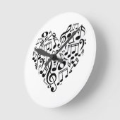 "MUZIEKTEKENS" IN EEN HARTKLOT RONDE KLOK (Hoek)