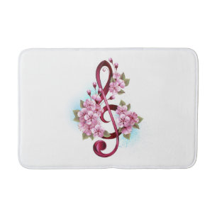 Muziektekiemen met Sakura bloemen Badmat