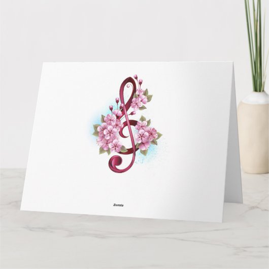 Muziektekiemen met Sakura bloemen Bedankkaart (Achterkant)