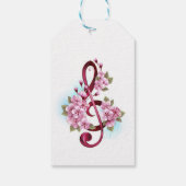 Muziektekiemen met Sakura bloemen Cadeaulabel (Achterkant)