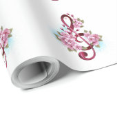 Muziektekiemen met Sakura bloemen Cadeaupapier (Rol Hoek)