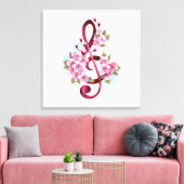 Muziektekiemen met Sakura bloemen Canvas Afdruk (Insitu (Woonkamer))