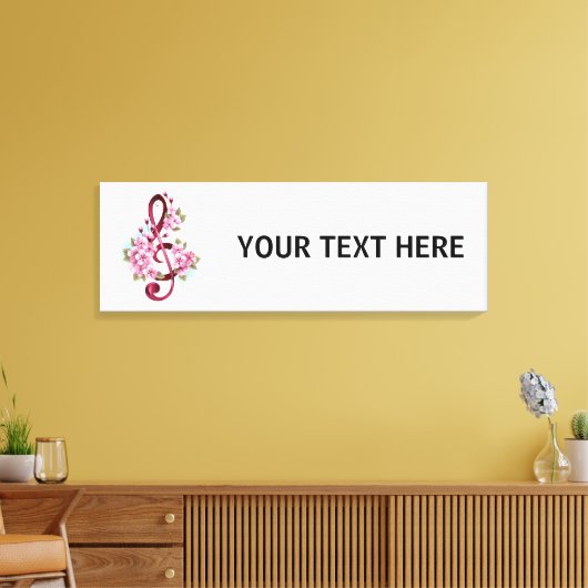 Muziektekiemen met Sakura bloemen Canvas Afdruk (Insitu (Woonkamer))