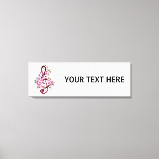 Muziektekiemen met Sakura bloemen Canvas Afdruk (Voorkant)