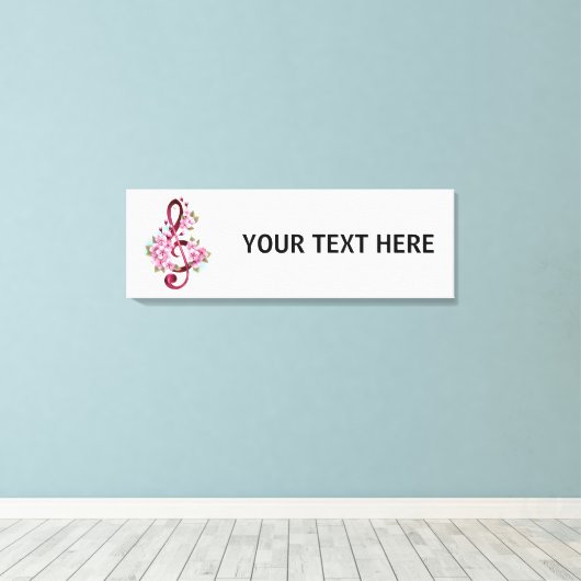 Muziektekiemen met Sakura bloemen Canvas Afdruk (Insitu (Houten vloer))