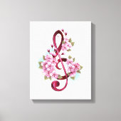 Muziektekiemen met Sakura bloemen Canvas Afdruk (Voorkant)