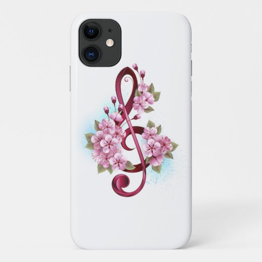 Muziektekiemen met Sakura bloemen Case-Mate iPhone Case (Achterkant)