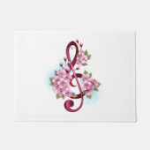 Muziektekiemen met Sakura bloemen Deurmat (Voorkant)