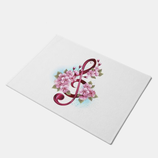 Muziektekiemen met Sakura bloemen Deurmat (Schuin)