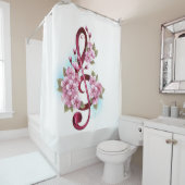 Muziektekiemen met Sakura bloemen Douchegordijn (In situ)