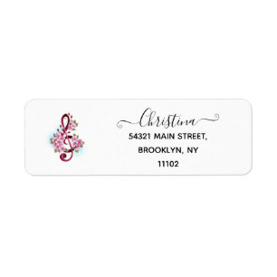 Muziektekiemen met Sakura bloemen Etiket