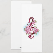 Muziektekiemen met Sakura bloemen Feestdagenkaart (Voorkant / Achterkant)
