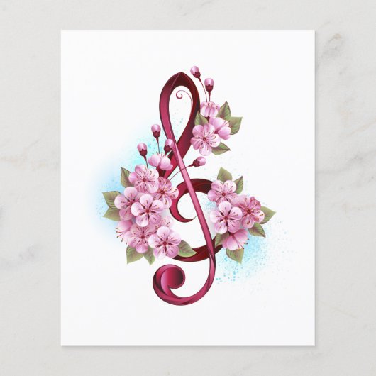 Muziektekiemen met Sakura bloemen Flyer (Voorkant)