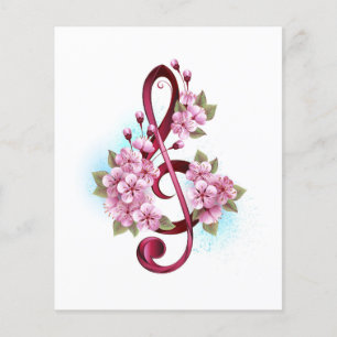 Muziektekiemen met Sakura bloemen Flyer