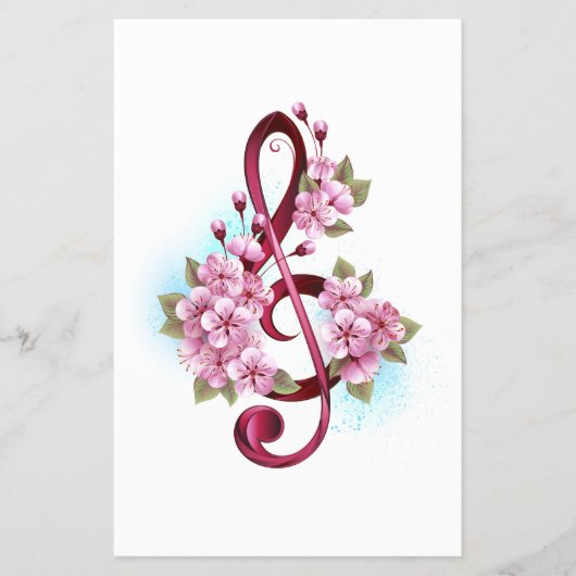 Muziektekiemen met Sakura bloemen Flyer (Voorkant)