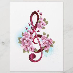 Muziektekiemen met Sakura bloemen Flyer