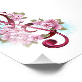 Muziektekiemen met Sakura bloemen Foto Afdruk (Hoek)