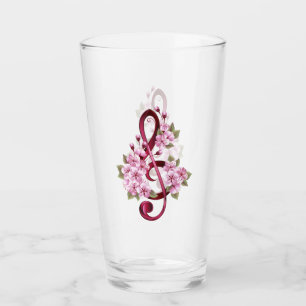 Muziektekiemen met Sakura bloemen Glas
