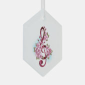 Muziektekiemen met Sakura bloemen Glas Ornament (Voorkant Rechts)