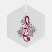 Muziektekiemen met Sakura bloemen Glas Ornament (Achterkant)