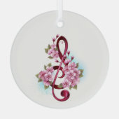 Muziektekiemen met Sakura bloemen Glas Ornament (Achterkant)