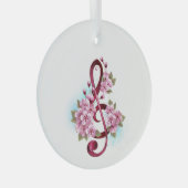 Muziektekiemen met Sakura bloemen Glas Ornament (Voorkant Rechts)