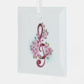 Muziektekiemen met Sakura bloemen Glas Ornament (Voorkant links)