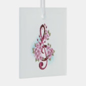 Muziektekiemen met Sakura bloemen Glas Ornament (Voorkant Rechts)