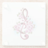 Muziektekiemen met Sakura bloemen Glazen Onderzetter (Achterkant)