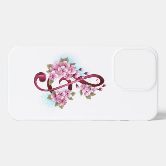 Muziektekiemen met Sakura bloemen iPhone Hoesje (Achterkant horizontaal)