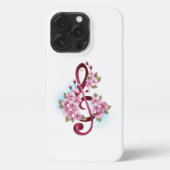 Muziektekiemen met Sakura bloemen iPhone Hoesje (Achterkant)