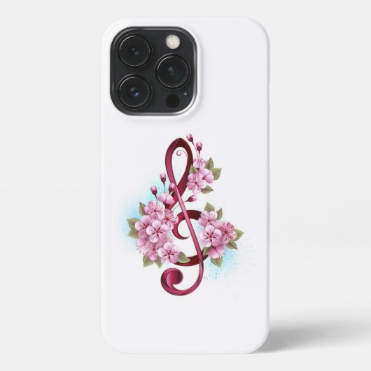 Muziektekiemen met Sakura bloemen iPhone Hoesje (Achterkant)