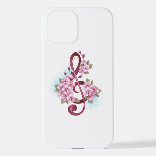 Muziektekiemen met Sakura bloemen iPhone Hoesje (Achterkant)